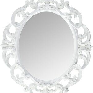 Imports Oval Vintage Wall Mirror, White, 11.5 x 15 Inch